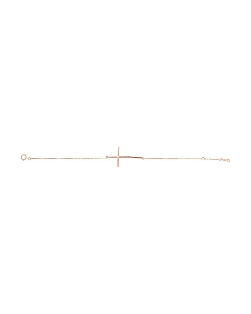 Pulseira Cruz Horizontal Cravejada em Ouro 14k com Diamantes Naturais