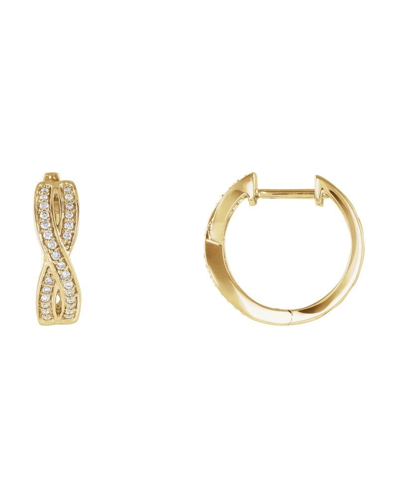 Brinco de Aro Infinito Cravejado em Ouro 14k com Diamantes Naturais