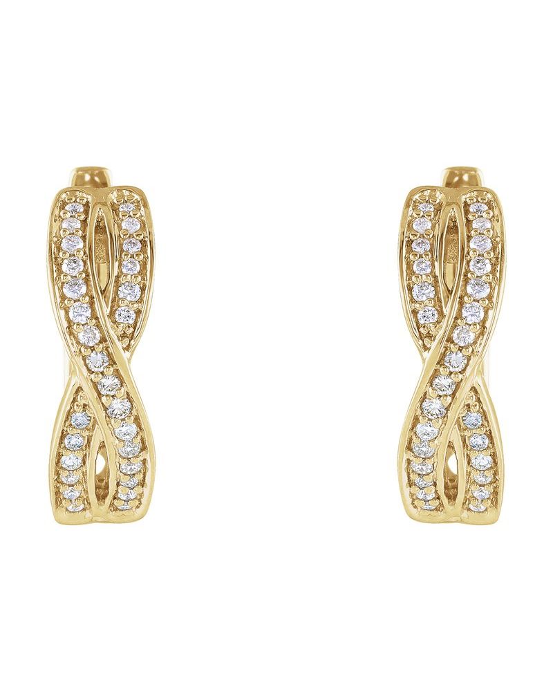 Brinco de Aro Infinito Cravejado em Ouro 14k com Diamantes Naturais