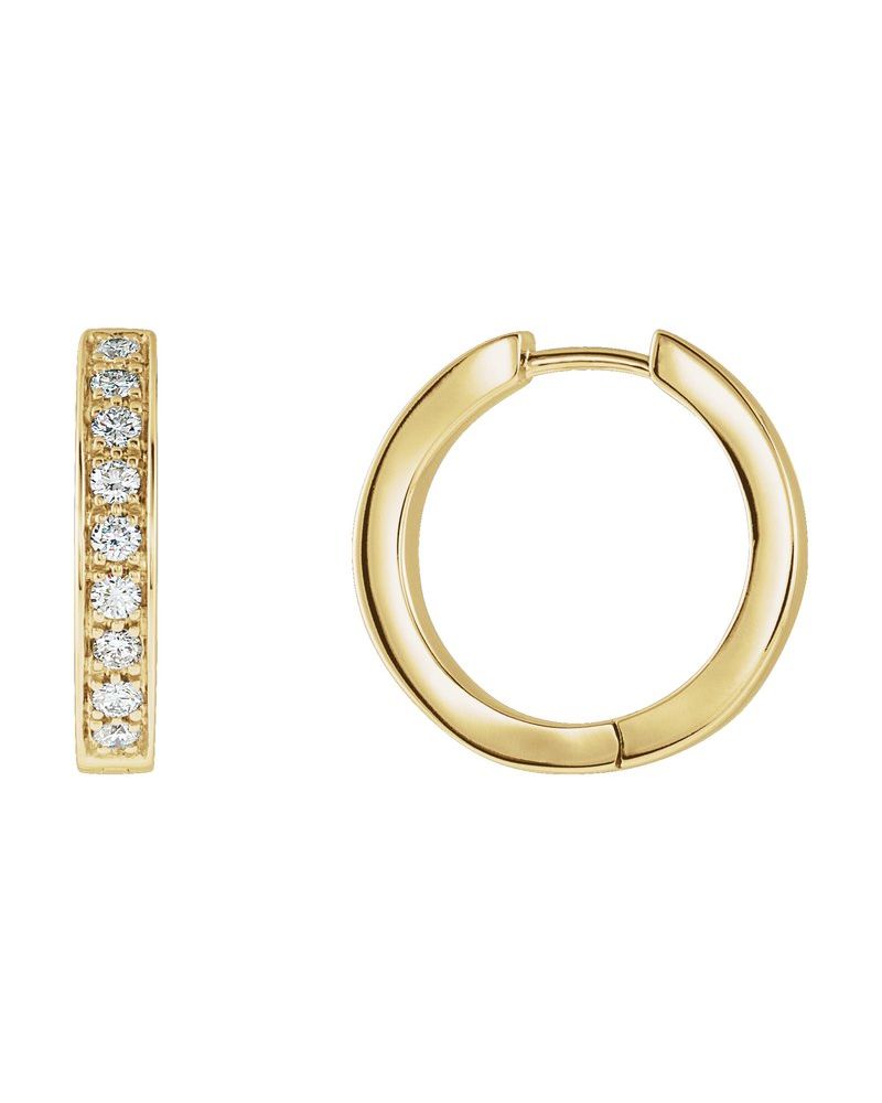 Brinco de Aro Dentro e Fora com Dobradiça em Ouro 14k com Diamantes Naturais – Modelo 3