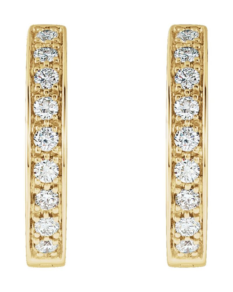 Brinco de Aro Dentro e Fora com Dobradiça em Ouro 14k com Diamantes Naturais – Modelo 3