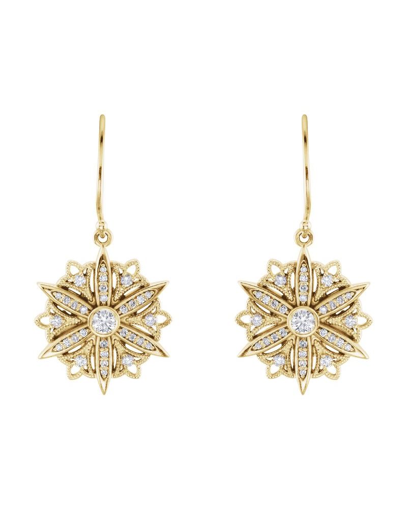 Brinco Vintage em Ouro 14k com Diamantes Naturais – Modelo 6