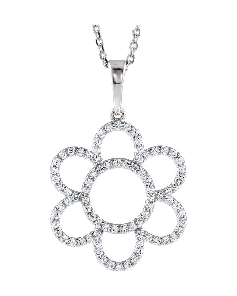 Colar Floral Cravejado em Ouro 14k com Diamantes Naturais – Modelo 3