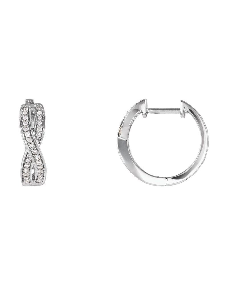 Brinco de Aro Infinito Cravejado em Ouro 14k com Diamantes Naturais