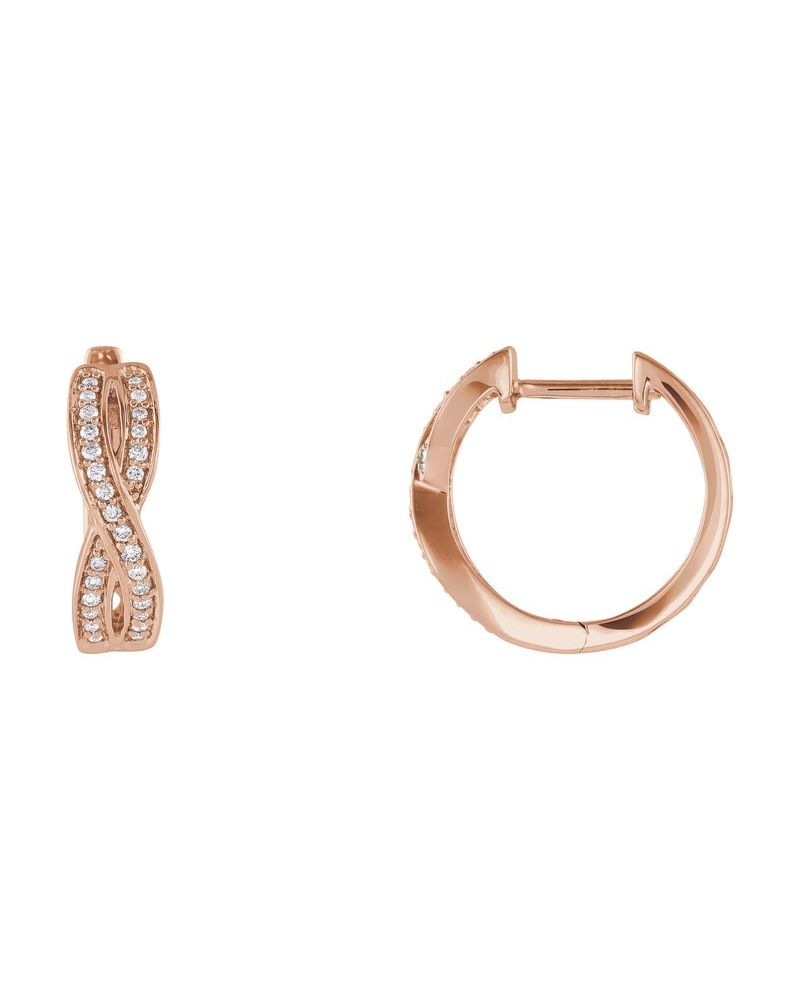 Brinco de Aro Infinito Cravejado em Ouro 14k com Diamantes Naturais