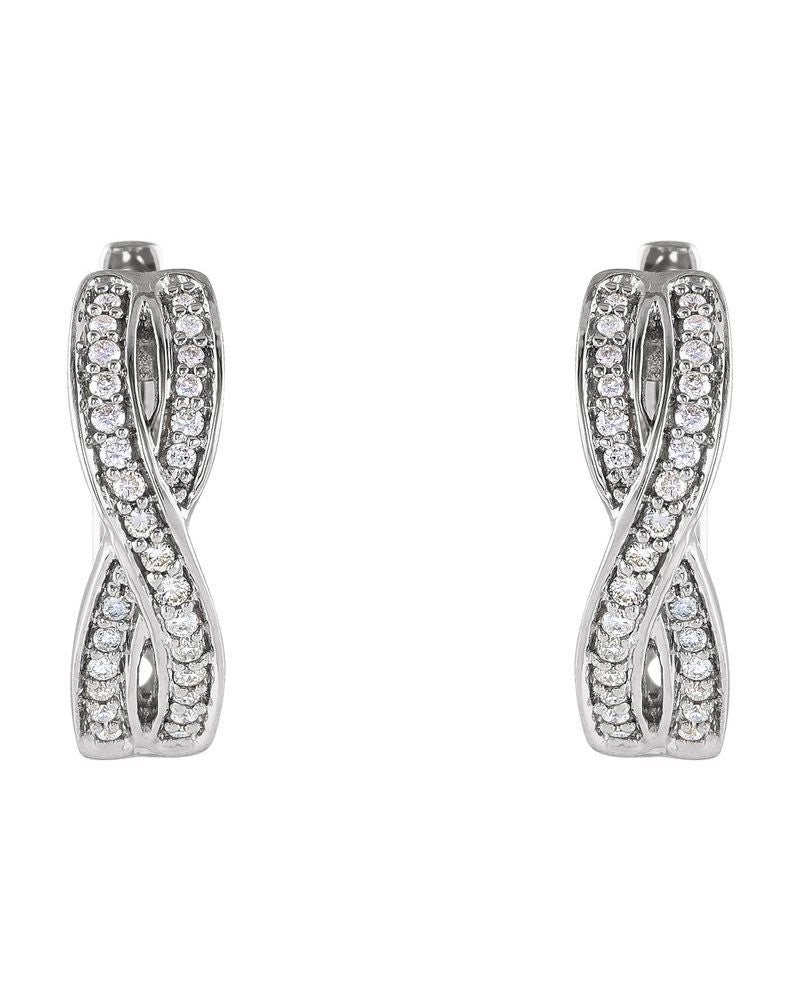 Brinco de Aro Infinito Cravejado em Ouro 14k com Diamantes Naturais