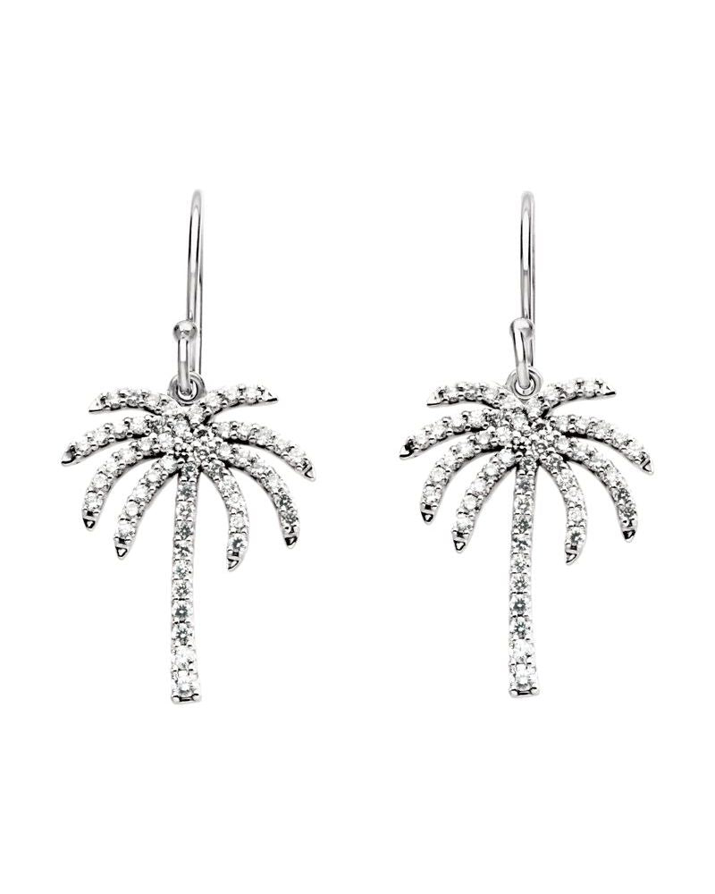 Brinco Palmeira em Ouro 14k com Diamantes Naturais