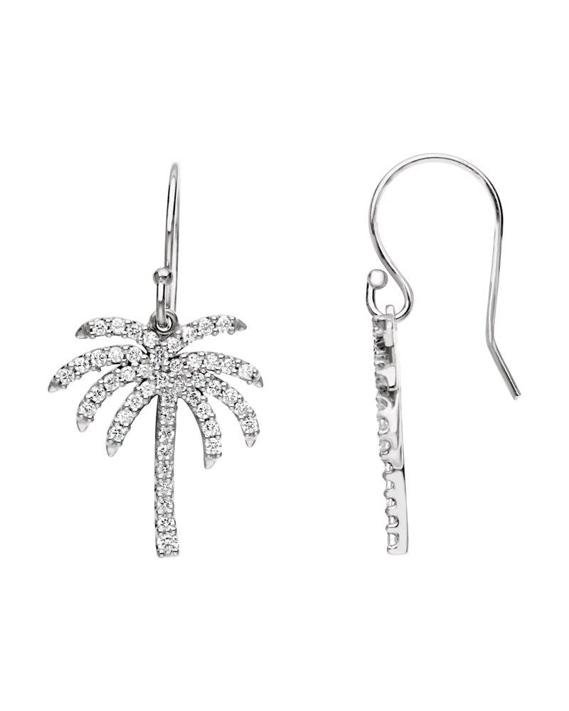 Brinco Palmeira em Ouro 14k com Diamantes Naturais