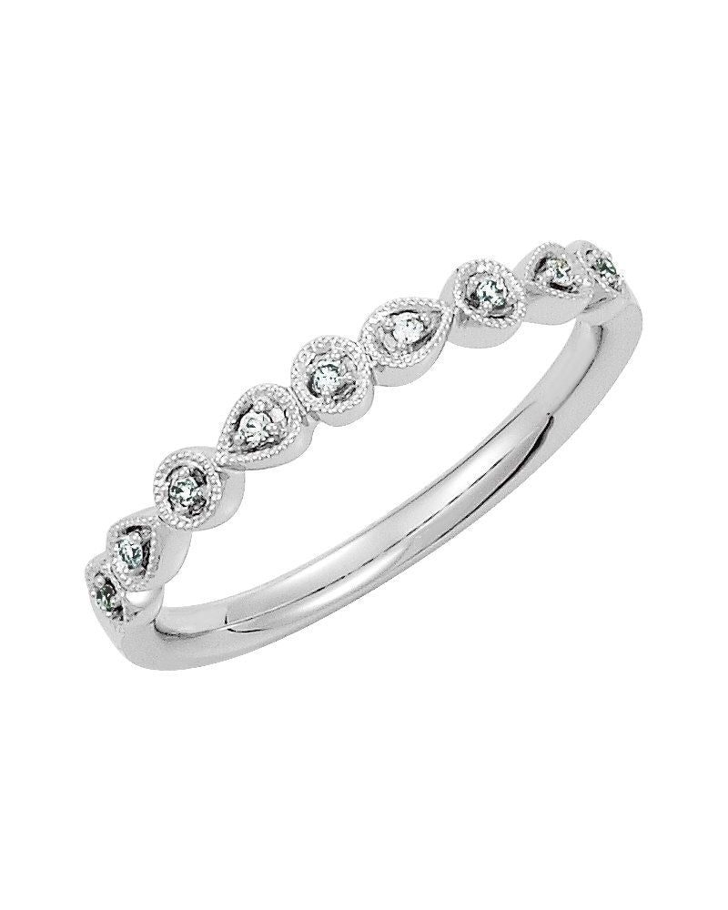 Anel Vintage Empilhável em Ouro 14k com Diamantes Naturais