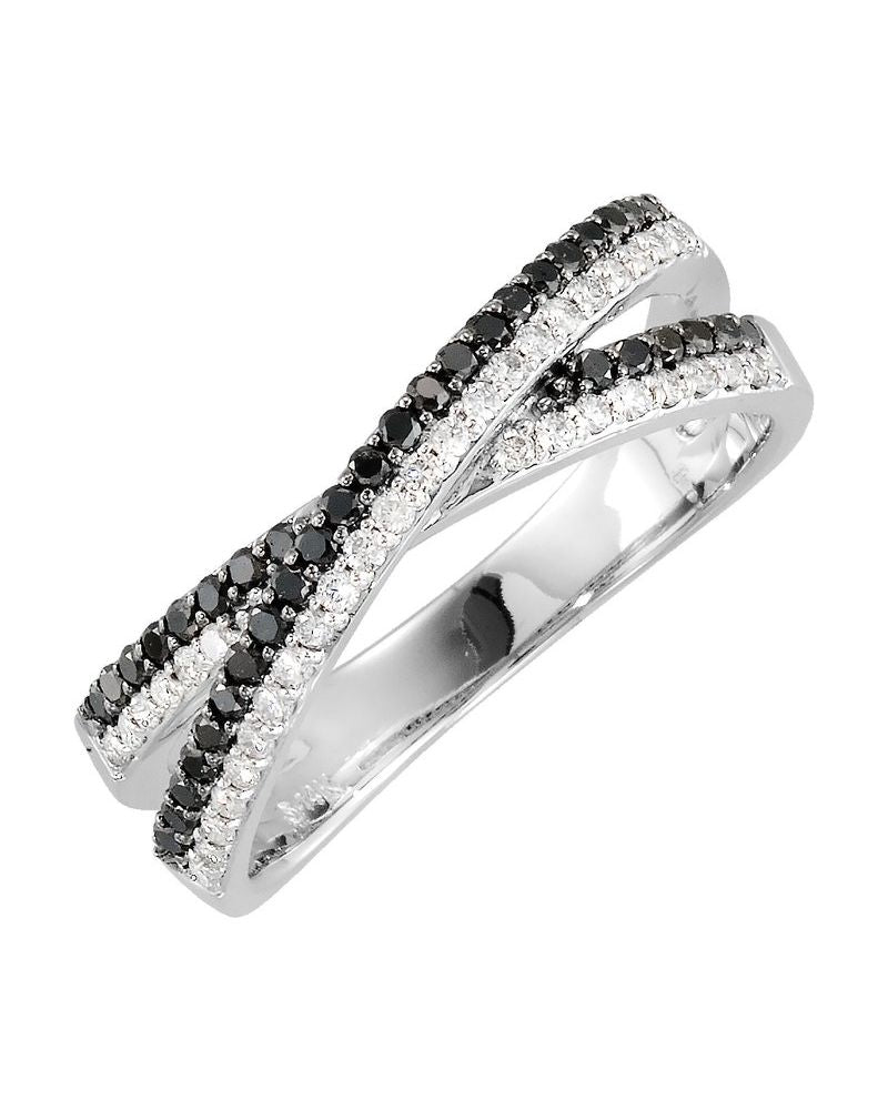 Anel Entrelaçado em Ouro 14k com Diamantes Negros – Modelo 2