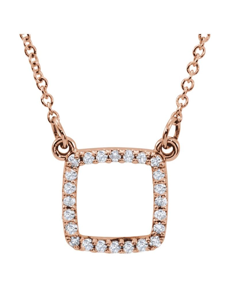 Colar Quadrado em Ouro 14k com Diamantes Naturais