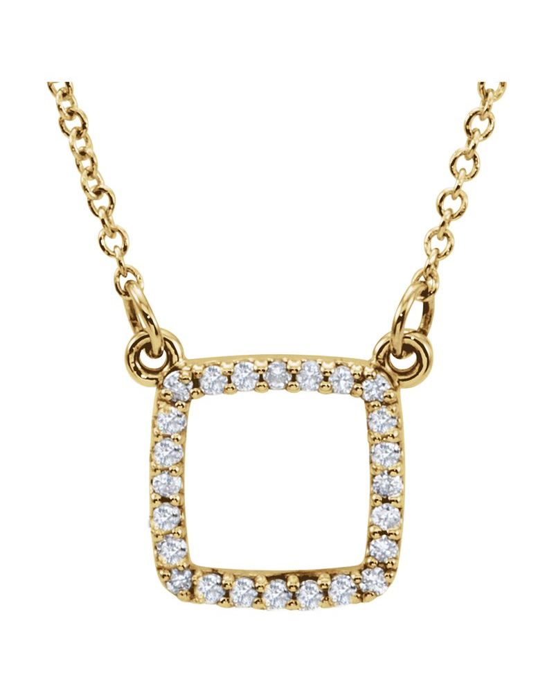 Colar Quadrado em Ouro 14k com Diamantes Naturais
