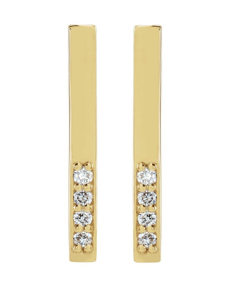 Brinco Barra Cravejado em Ouro 14k com Diamantes Naturais – Modelo 7
