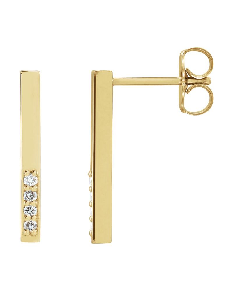 Brinco Barra Cravejado em Ouro 14k com Diamantes Naturais – Modelo 7