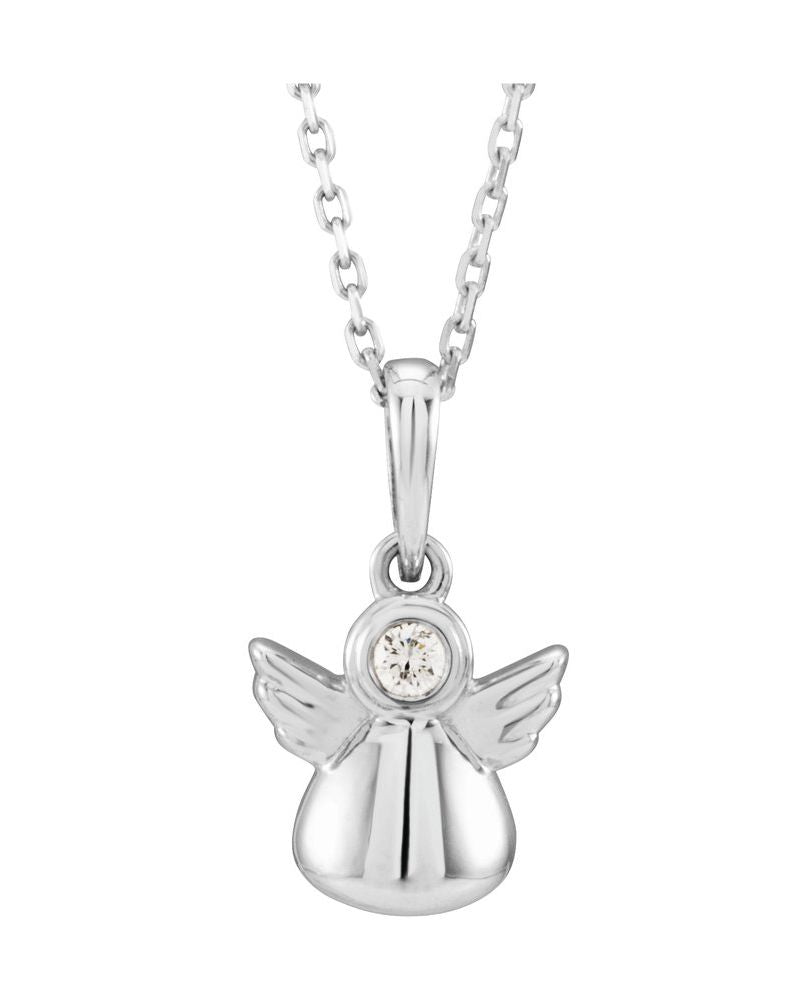 Colar Anjo Infantil em Ouro 14k com Diamantes Naturais
