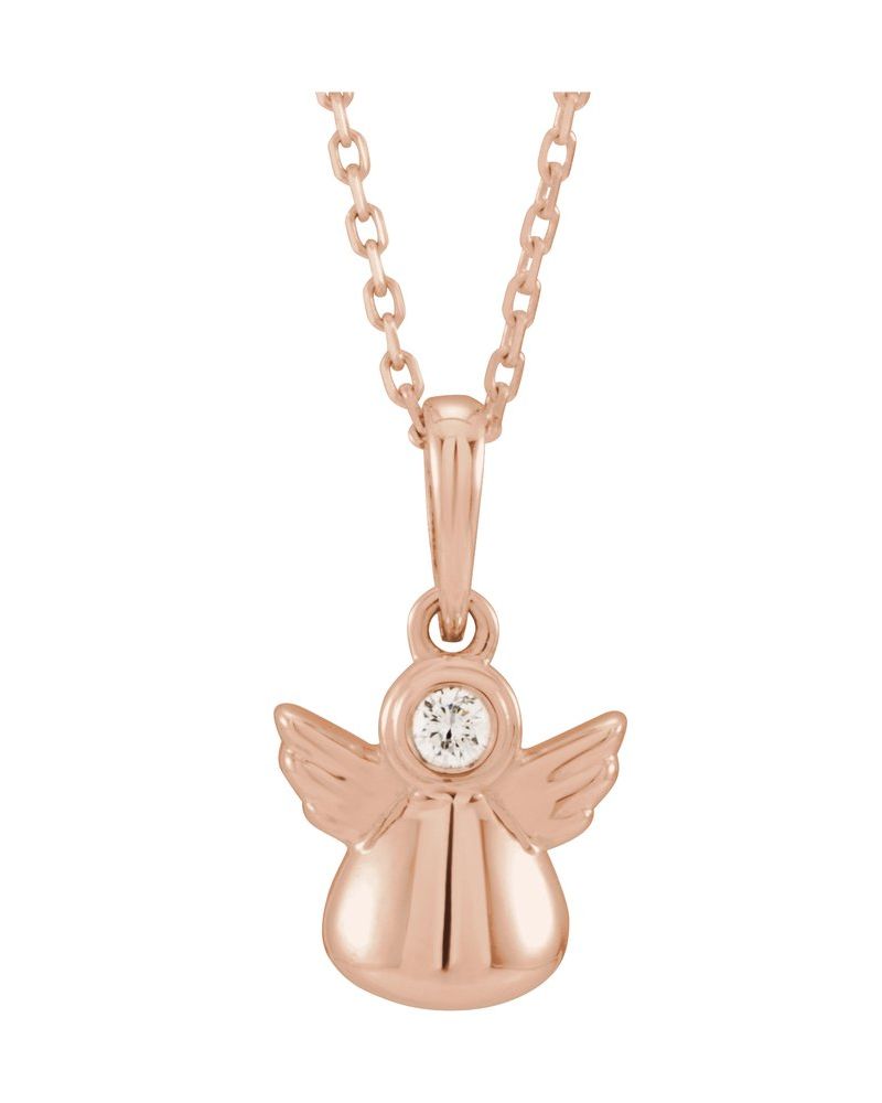 Colar Anjo Infantil em Ouro 14k com Diamantes Naturais