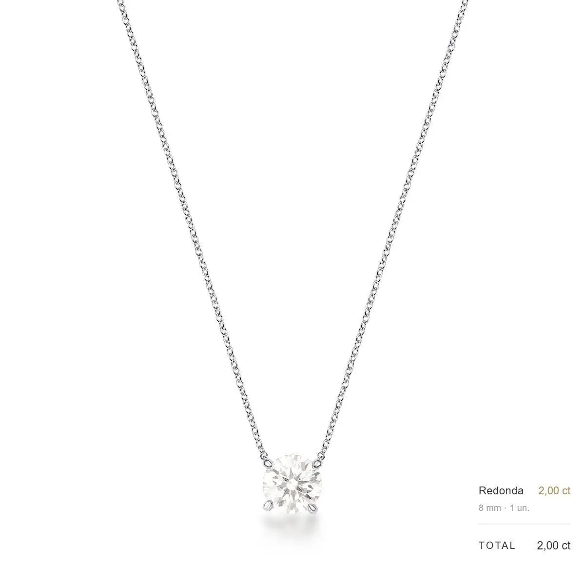 Colar de Prata 925 com Pedra Moissanite 8mm
