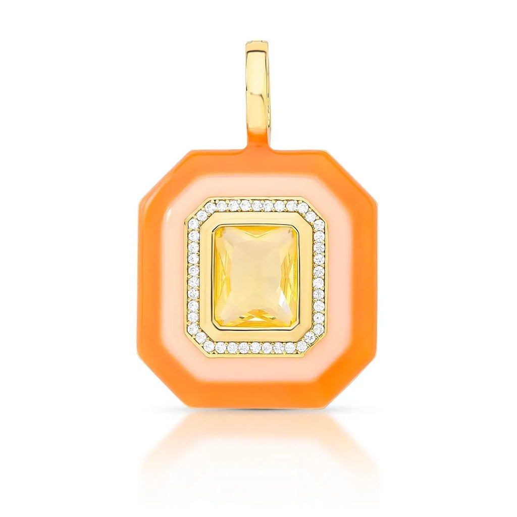 Pingente Folheado a Ouro Esmaltado com Fecho em Cristal e Zircônias