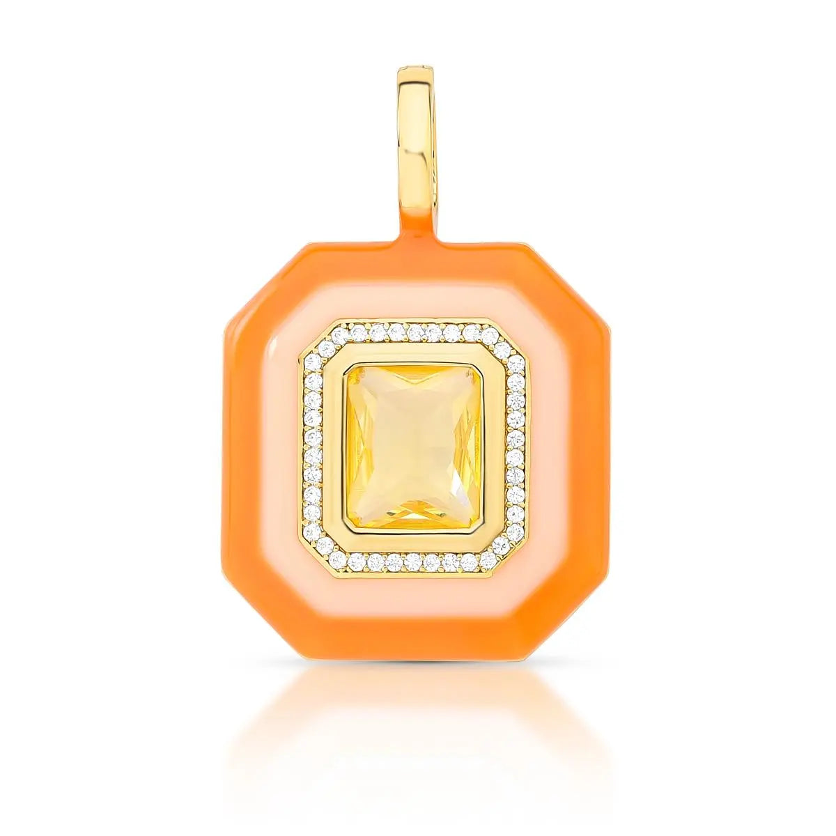 Pingente Folheado a Ouro Esmaltado com Fecho em Cristal e Zircônias