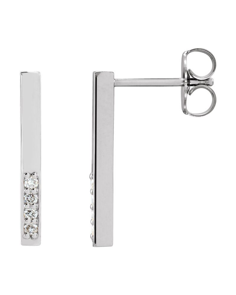 Brinco Barra Cravejado em Ouro 14k com Diamantes Naturais – Modelo 7