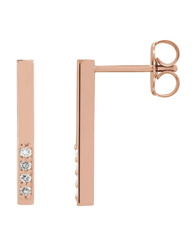 Brinco Barra Cravejado em Ouro 14k com Diamantes Naturais – Modelo 7