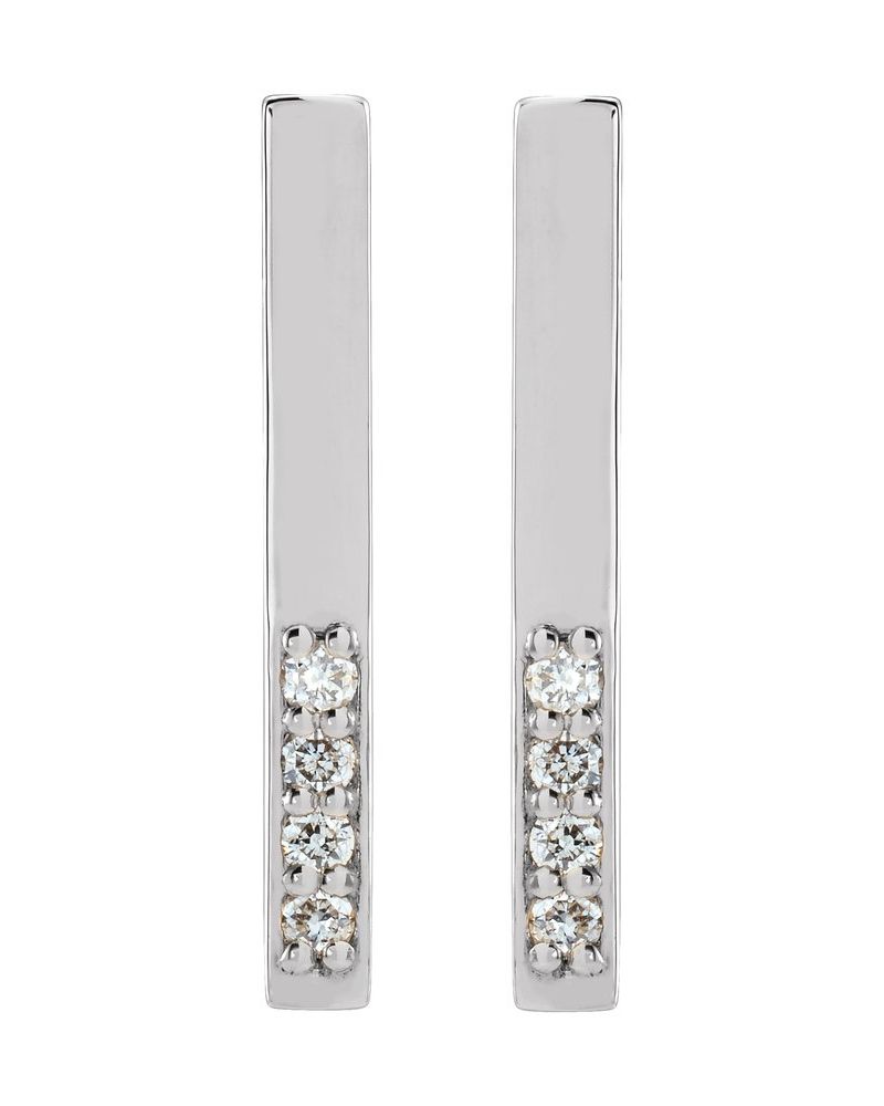 Brinco Barra Cravejado em Ouro 14k com Diamantes Naturais – Modelo 7