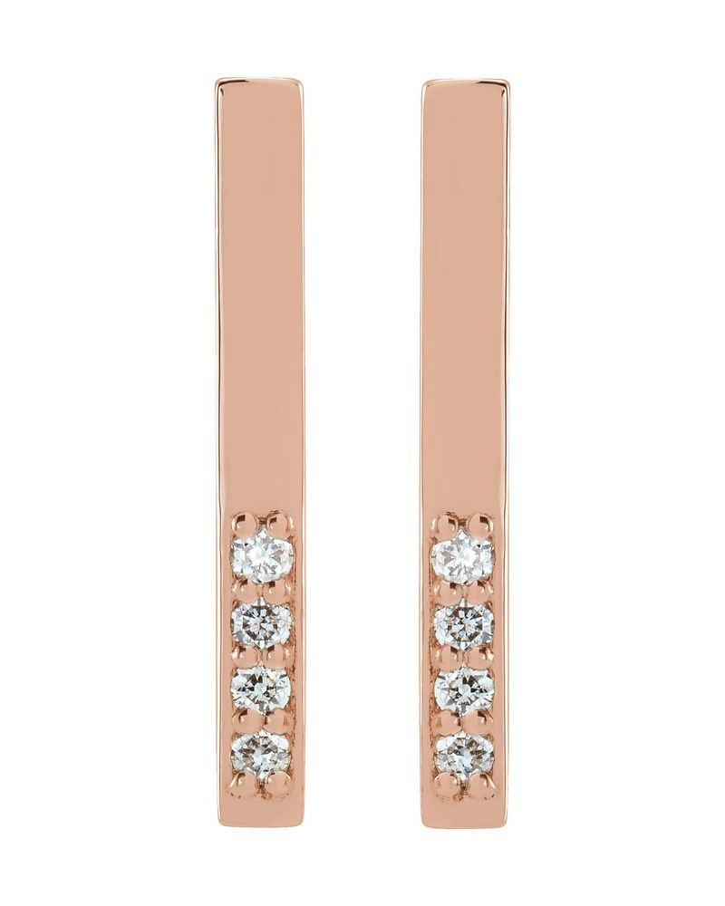 Brinco Barra Cravejado em Ouro 14k com Diamantes Naturais – Modelo 7