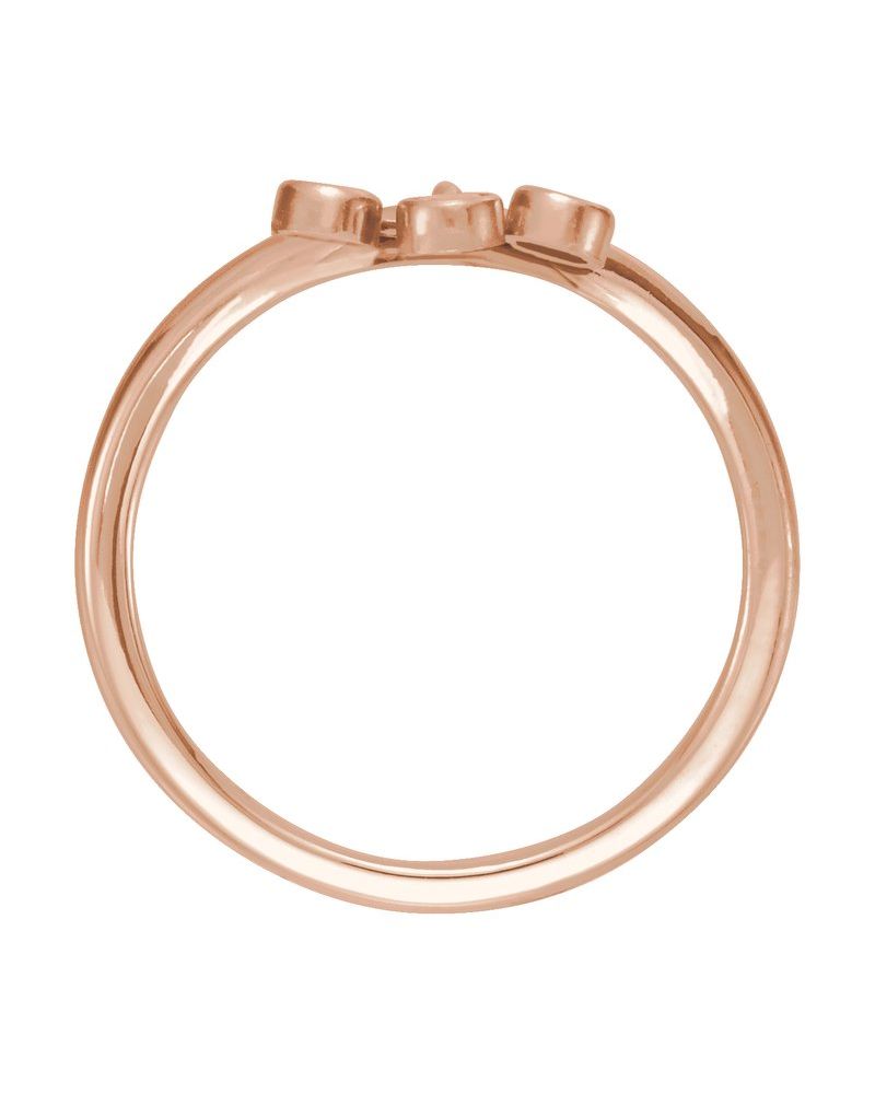 Anel Três Pedras Franja em V em Ouro 14k com Diamantes Naturais