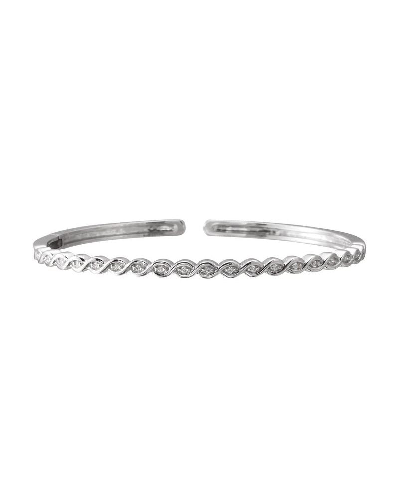 Bracelete Rígido Infinito Empilhável em Ouro 14k com Diamantes Naturais