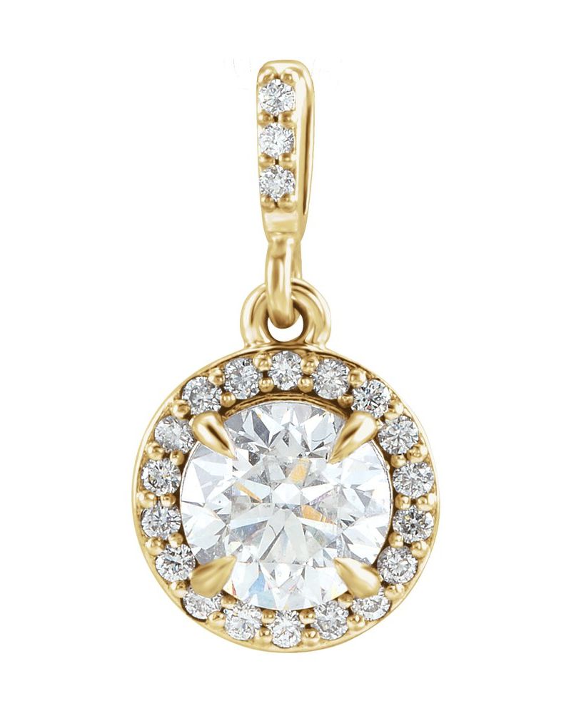Pingente Halo em Ouro 14k com Diamantes de Laboratório – Modelo 2