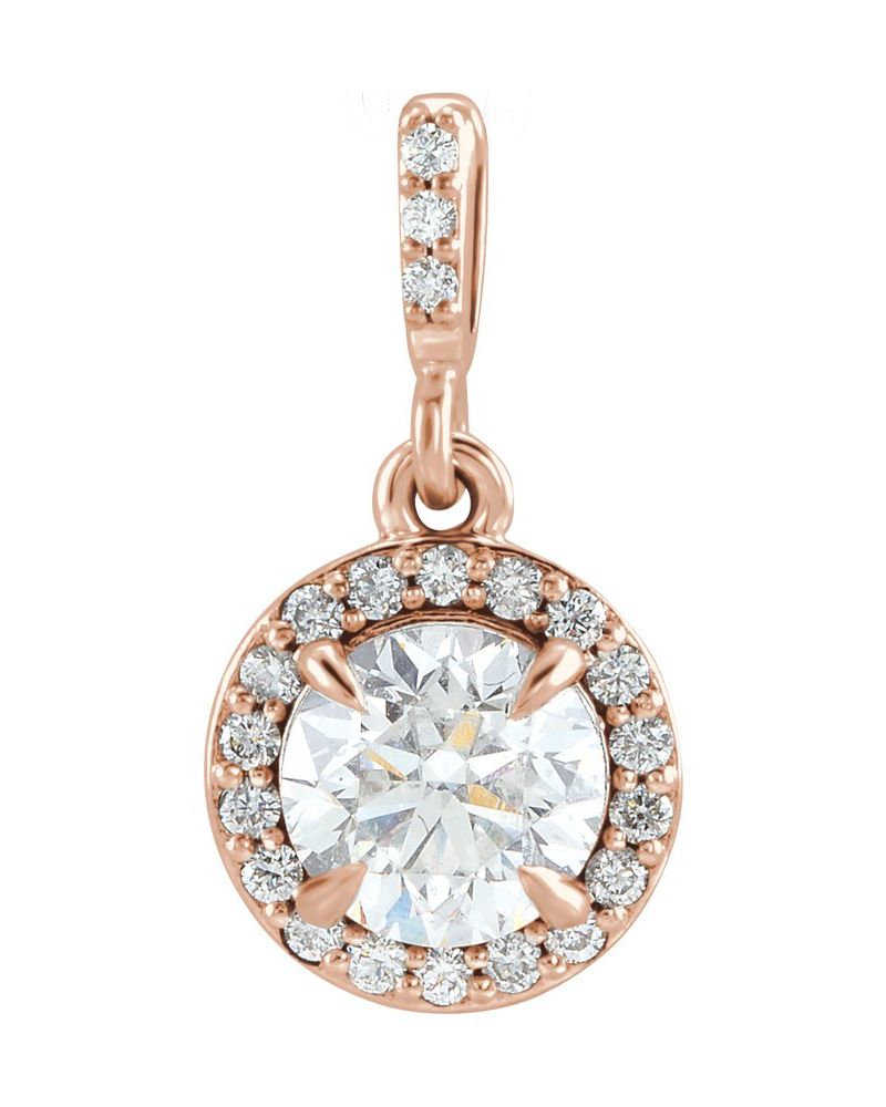 Pingente Halo em Ouro 14k com Diamantes de Laboratório – Modelo 2