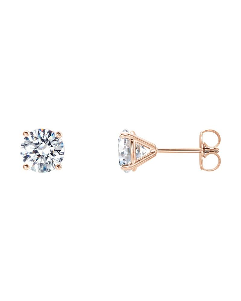 Brinco Ponto de Luz Redondo Quatro Garras Coquetel em Ouro 14k com Diamantes de Laboratório
