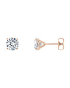 Brinco Ponto de Luz Redondo Quatro Garras Coquetel em Ouro 14k com Diamantes de Laboratório