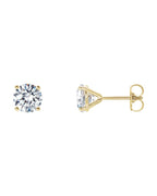 Brinco Ponto de Luz Redondo Quatro Garras Coquetel em Ouro 14k com Diamantes de Laboratório