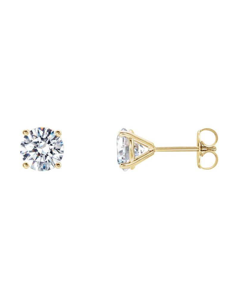 Brinco Ponto de Luz Redondo Quatro Garras Coquetel em Ouro 14k com Diamantes de Laboratório