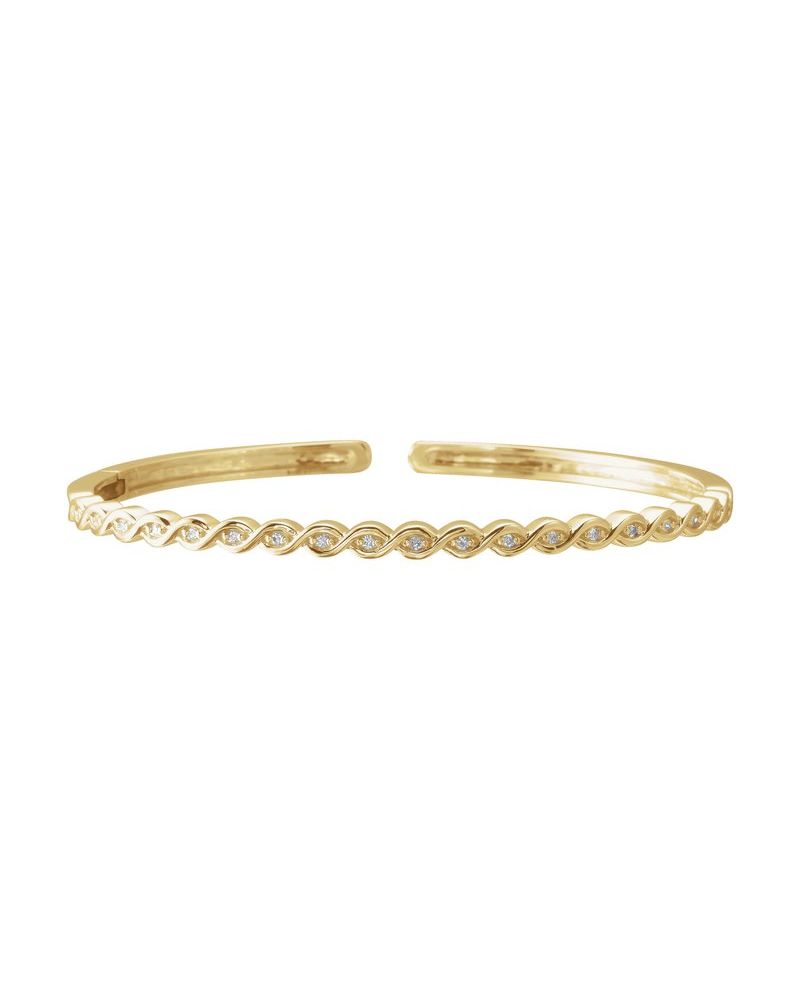 Bracelete Rígido Infinito Empilhável em Ouro 14k com Diamantes Naturais