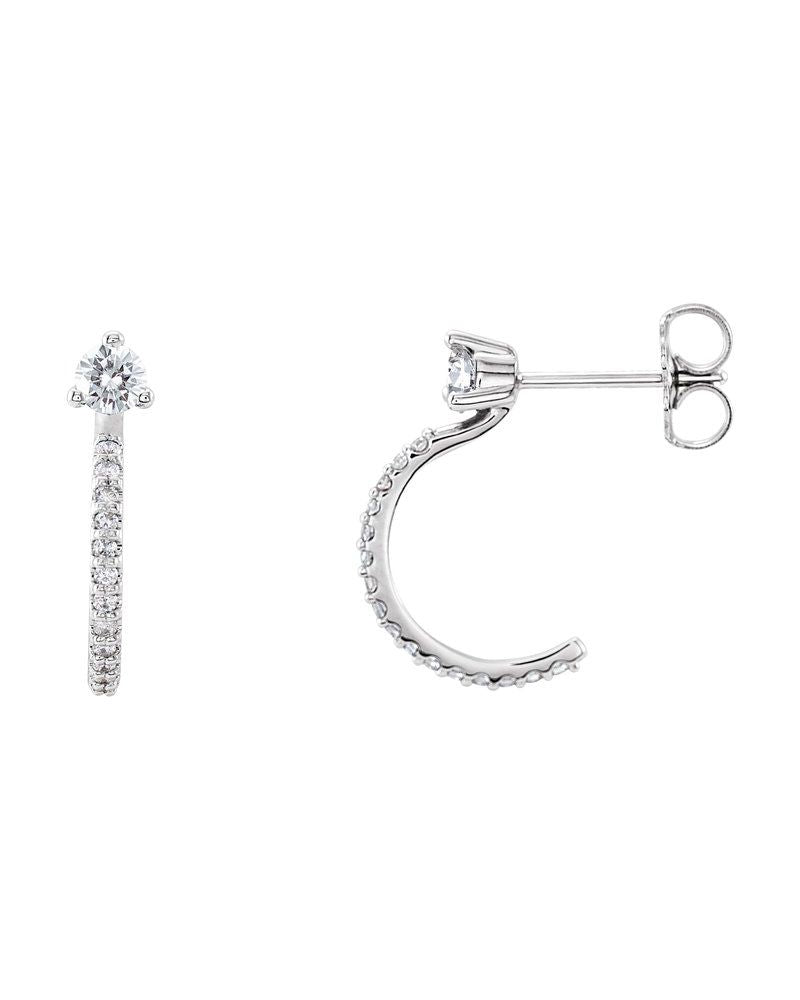 Brinco Meia Argola Cravejado em Ouro 14k com Diamantes Naturais – Modelo 2