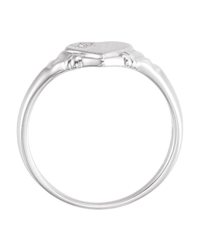 Anel Coração Cravejado Infantil em Ouro 14k com Diamantes Naturais