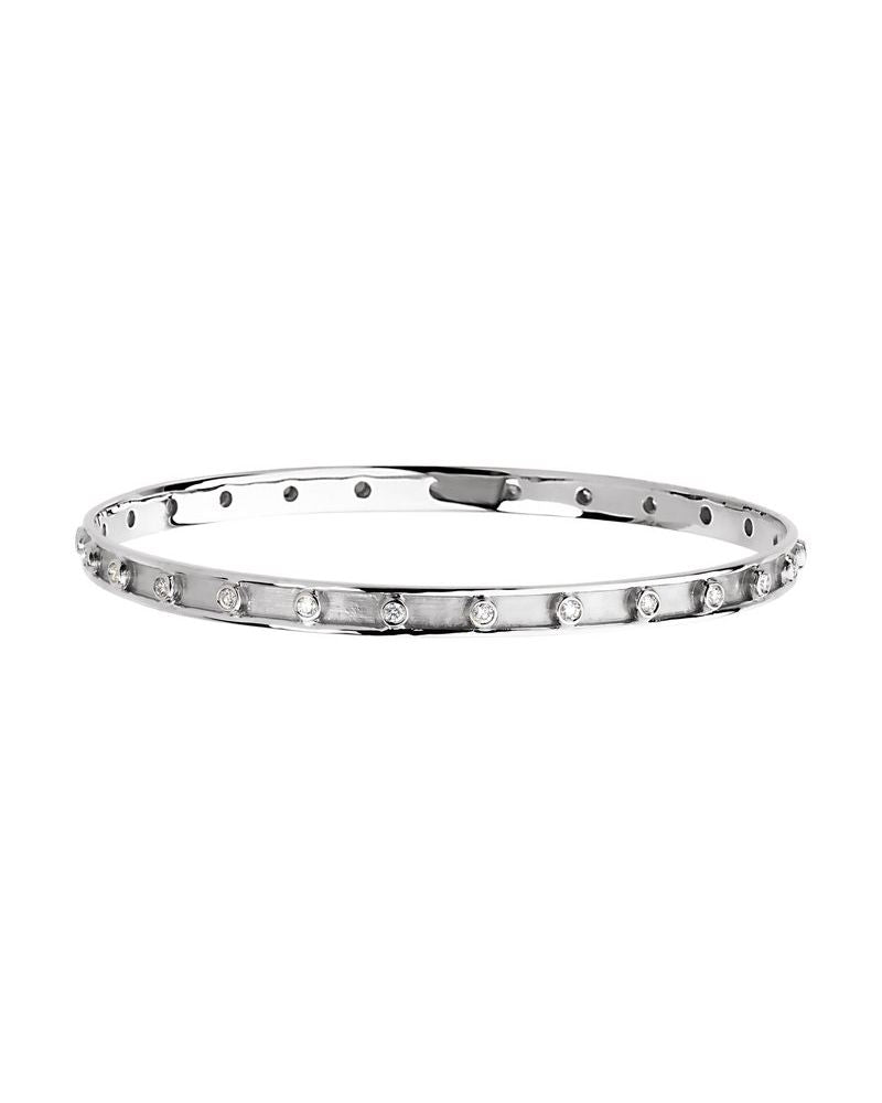 Bracelete Rígido Empilhável com Cravação Bezel em Ouro 14k com Diamantes Naturais