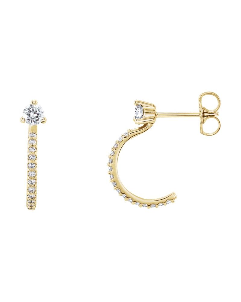 Brinco Meia Argola Cravejado em Ouro 14k com Diamantes Naturais – Modelo 2
