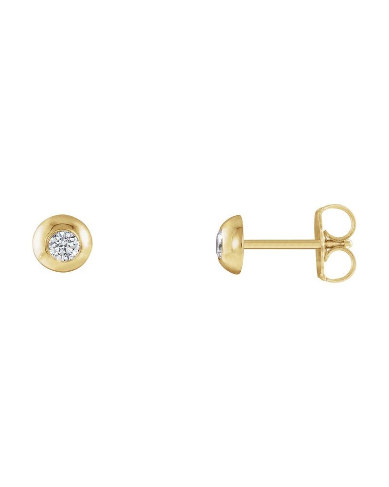 Brinco Ponto de Luz Redondo com Cravação Bezel em Ouro 14k com Diamantes de Laboratório – Modelo 3