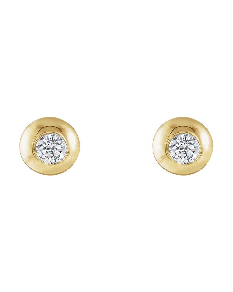Brinco Ponto de Luz Redondo com Cravação Bezel em Ouro 14k com Diamantes de Laboratório – Modelo 3
