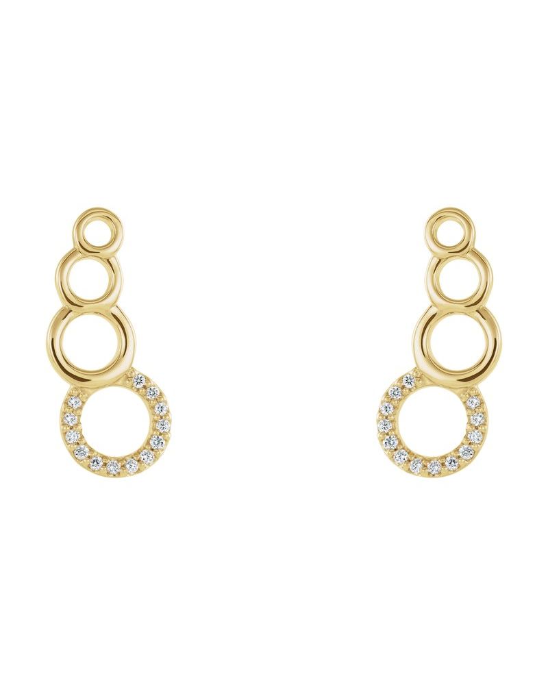 Brinco Ear Climber Geométrico Cravejado em Ouro 14k com Diamantes Naturais