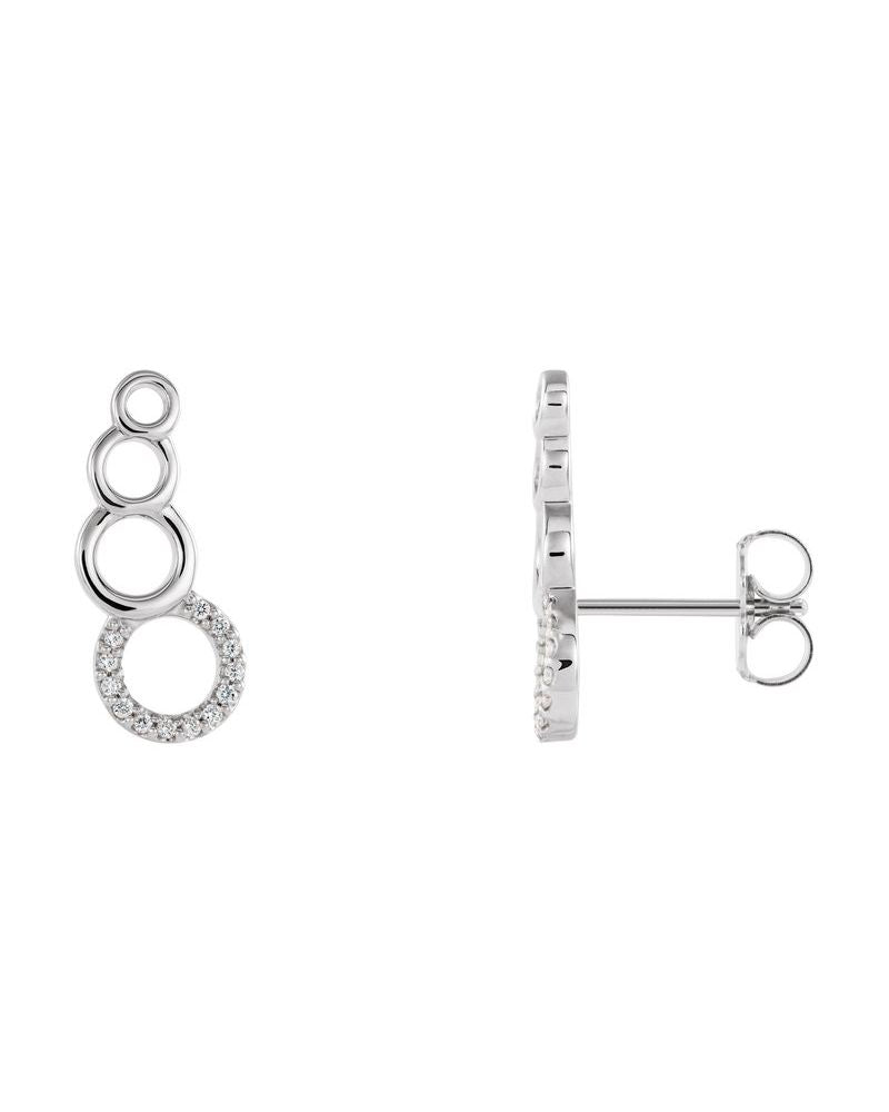 Brinco Ear Climber Geométrico Cravejado em Ouro 14k com Diamantes Naturais