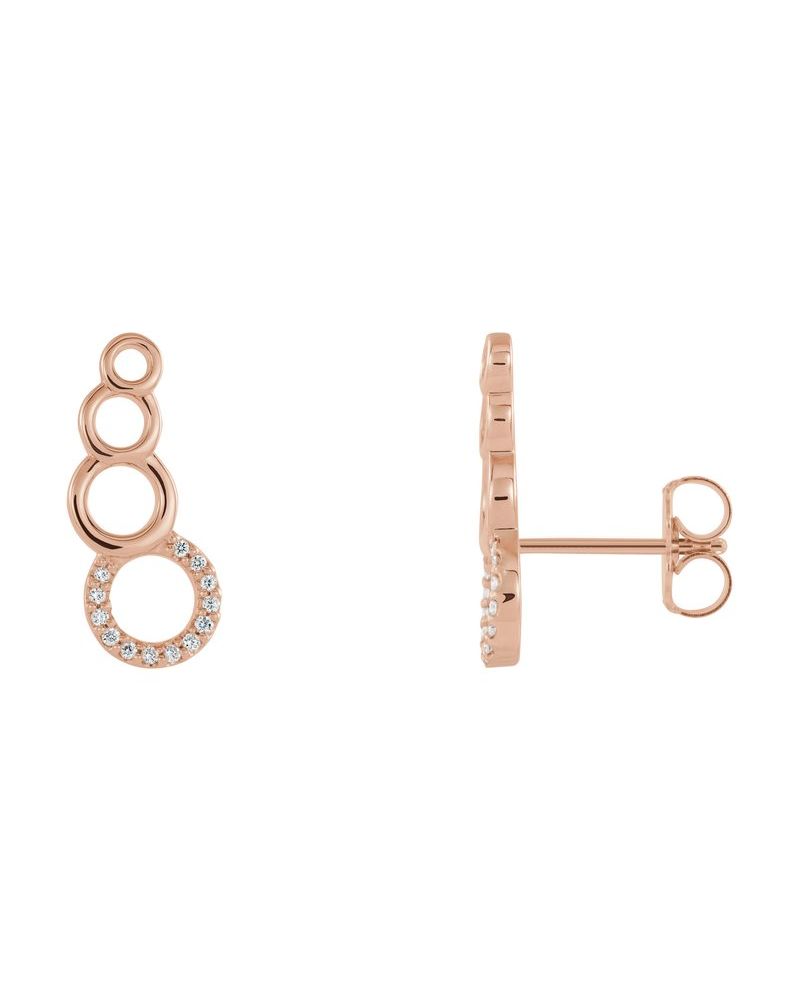 Brinco Ear Climber Geométrico Cravejado em Ouro 14k com Diamantes Naturais