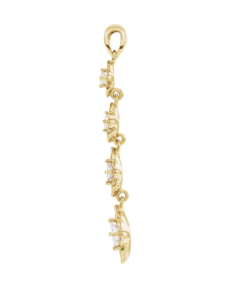 Pingente Trajetória Floral Degradê em Ouro 14k com Diamantes Naturais