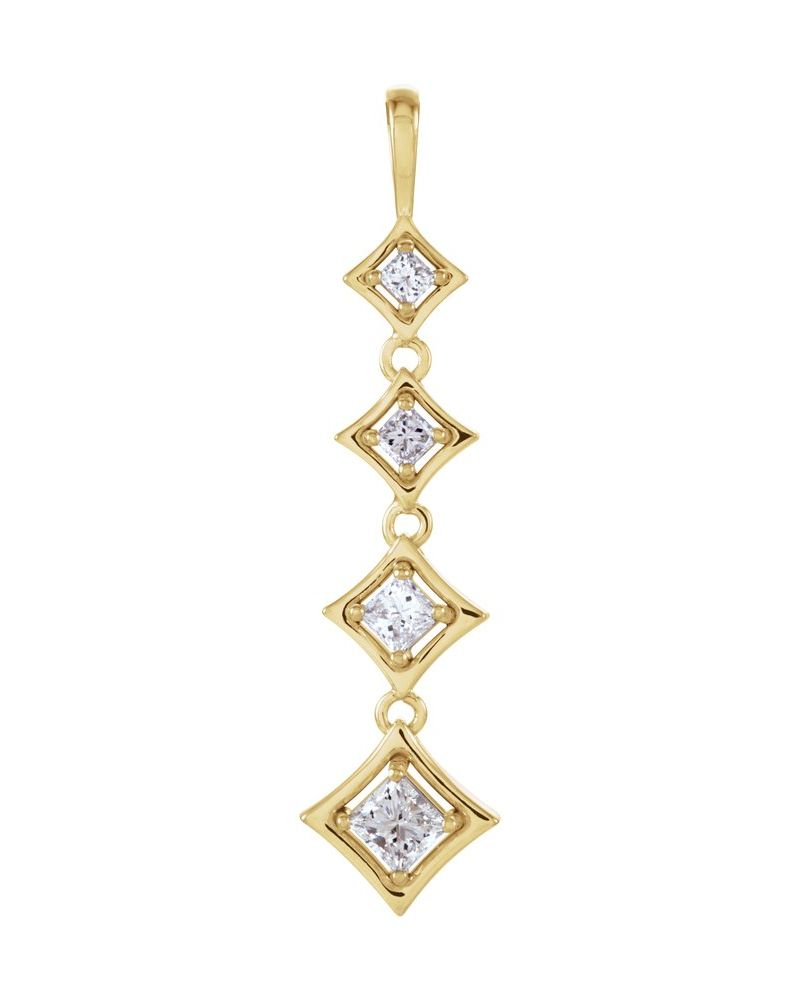 Pingente Trajetória Degradê em Ouro 14k com Diamantes Naturais – Modelo 4