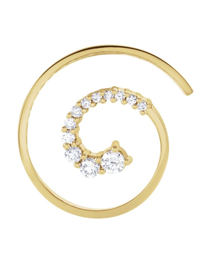 Pingente Trajetória Espiral em Ouro 14k com Diamantes Naturais – Modelo 2