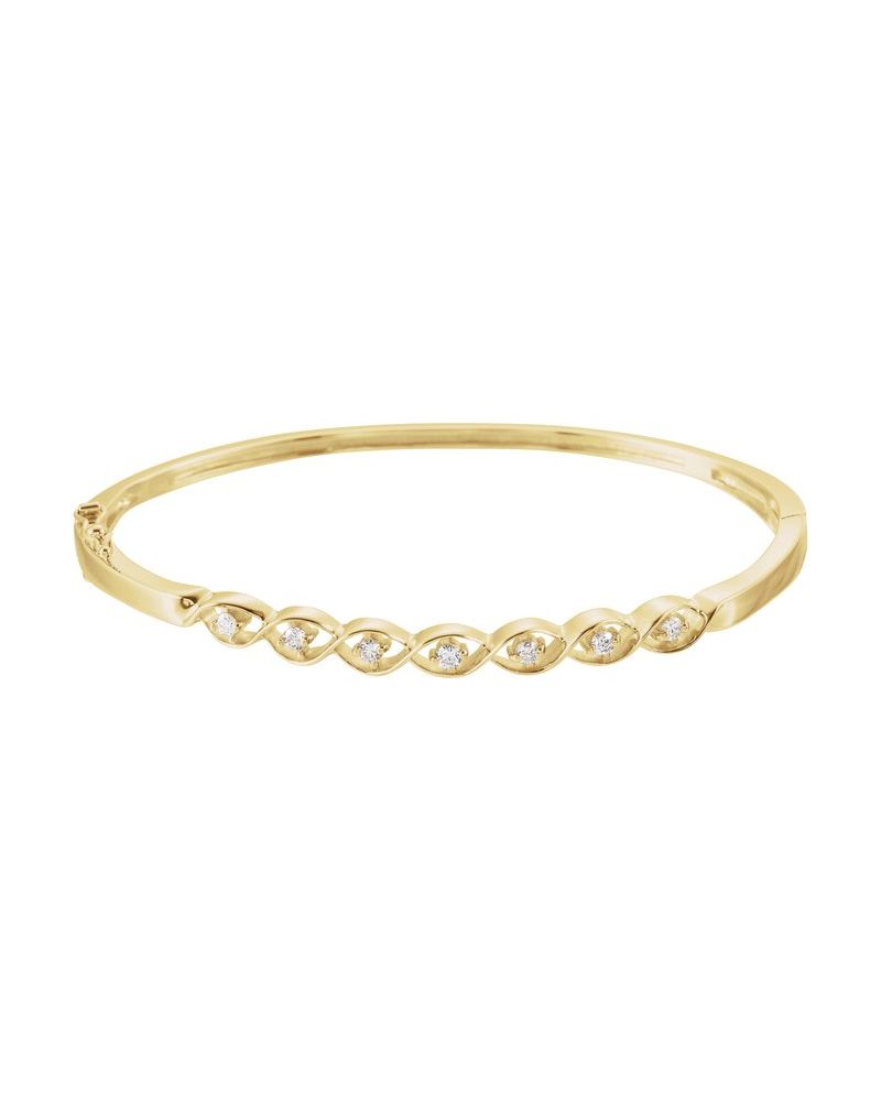 Bracelete Rígido com Dobradiça Cravejado em Ouro 14k com Diamantes Naturais – Modelo 4
