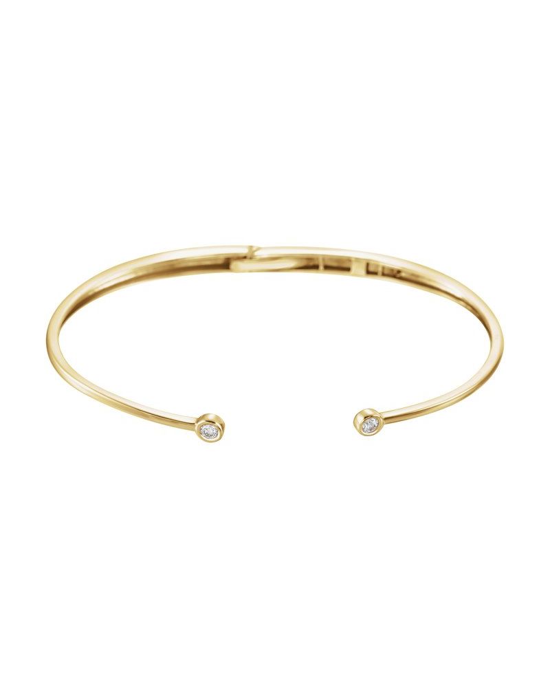 Bracelete Cravejado com Dobradiça em Ouro 14k com Diamantes Naturais